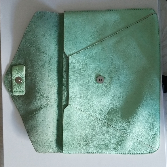 Gap Mint Green Envelope Leather Clutch - Picture 3 of 14